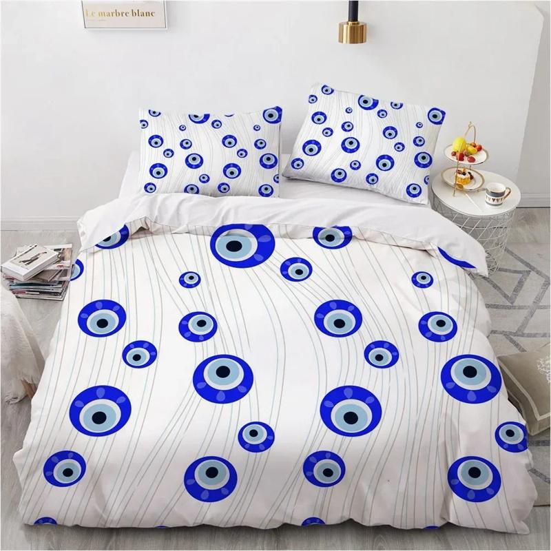 3D Printed Blue Evil Eye Bedding Sets,Girls Bed Supplies Set Duvet Cover Bed Comforter Set Bedding Set