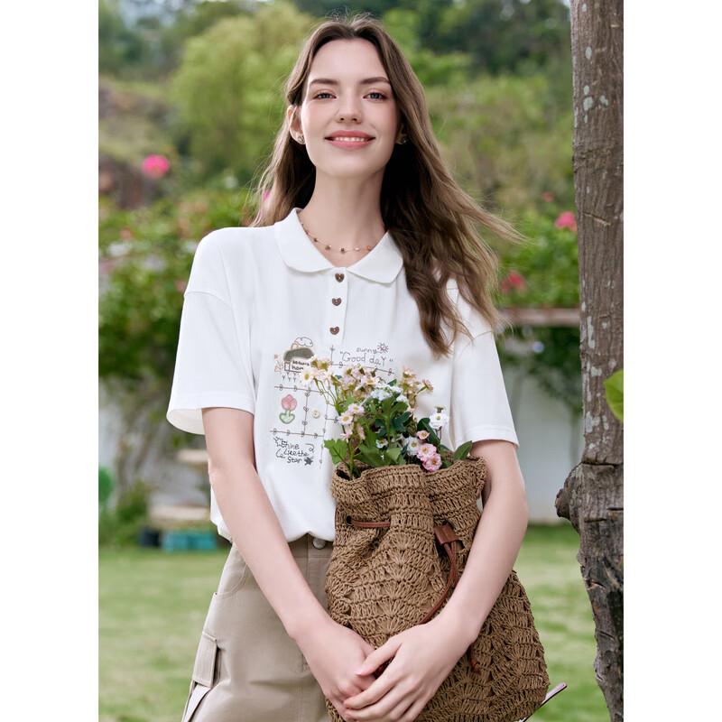 Betu Women's Lyocell Cotton Embroidered T-Shirt