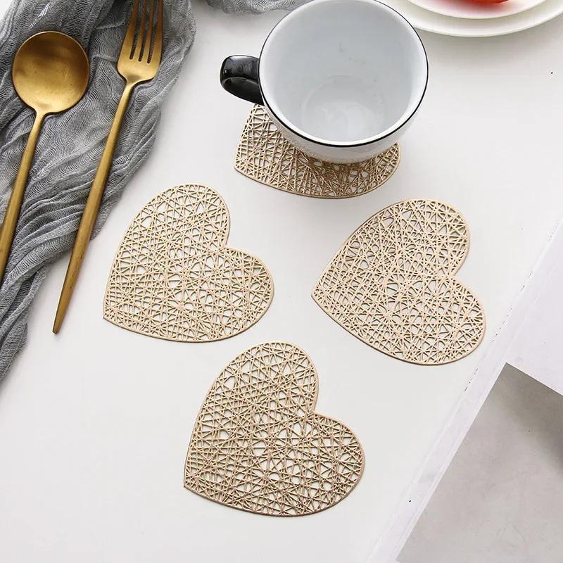 1pc Silver/golden Snowflake Hollowing PVC Coaster Coffee Cup Heat Insulation Pad Table Mat Christmas Decor Kitchen Accessories