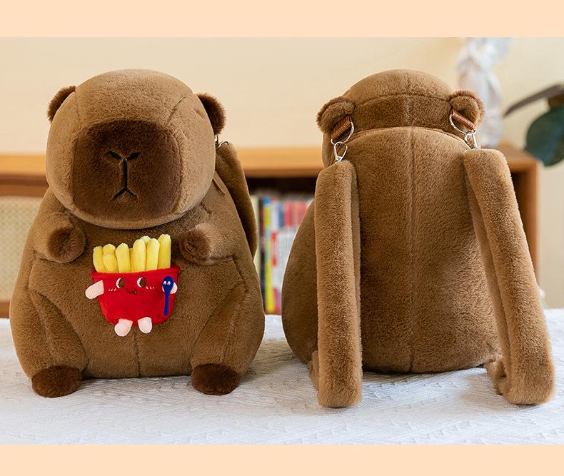 Cute Capybara Plush Doll Cartoon Backpack & Messenger Bag for Kids