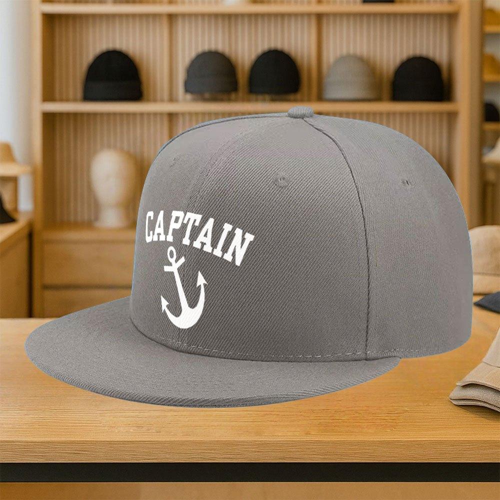 Captain Anchor Print Polyester Baseball Cap Adjustable Snapback Hat Casual Streetwear for Adults