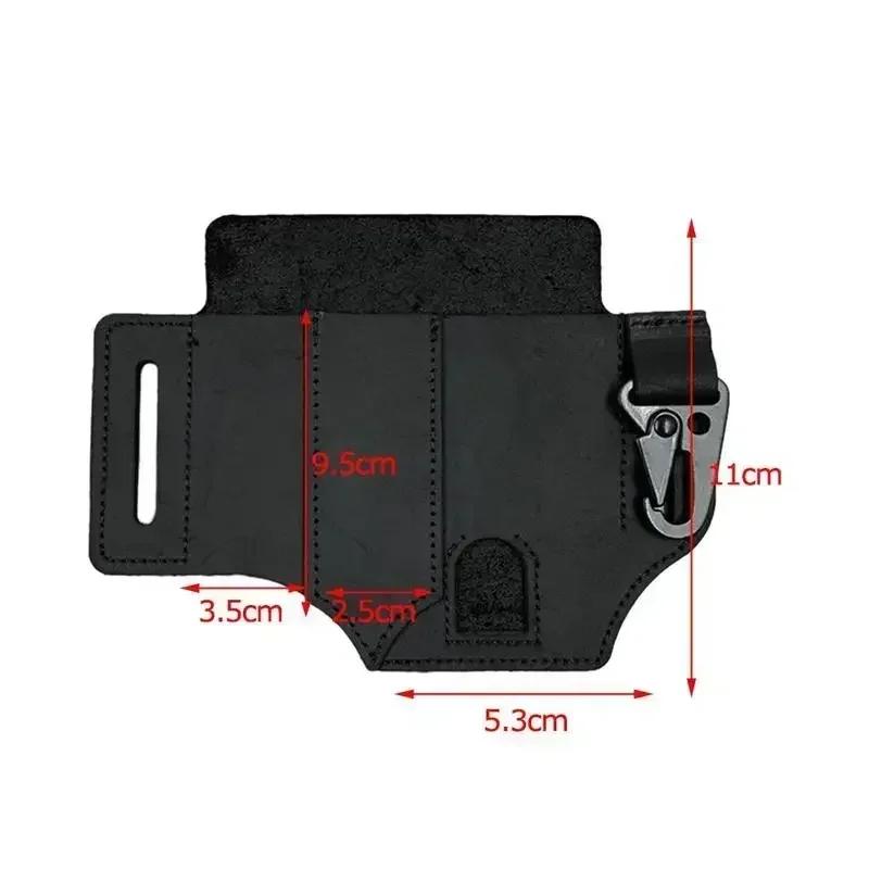 1pc Tool Pocket PU Multifunctional Storage Wear Resistant Durable Retro Outdoor Sports Pocket Tool Leather Case Flashlight Cover