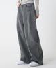 UNKNOWN PLANET Side Cut Tuck Pleat Wide Pigment Cotton Pants Gray