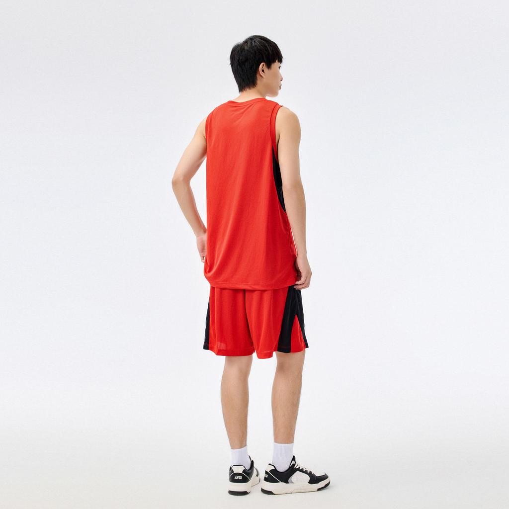 Anta Loose Fit Color Block Tank Top And Elastic Shorts Casual Sports Set Men sets Classic-Red Basic-Black 152451212-3