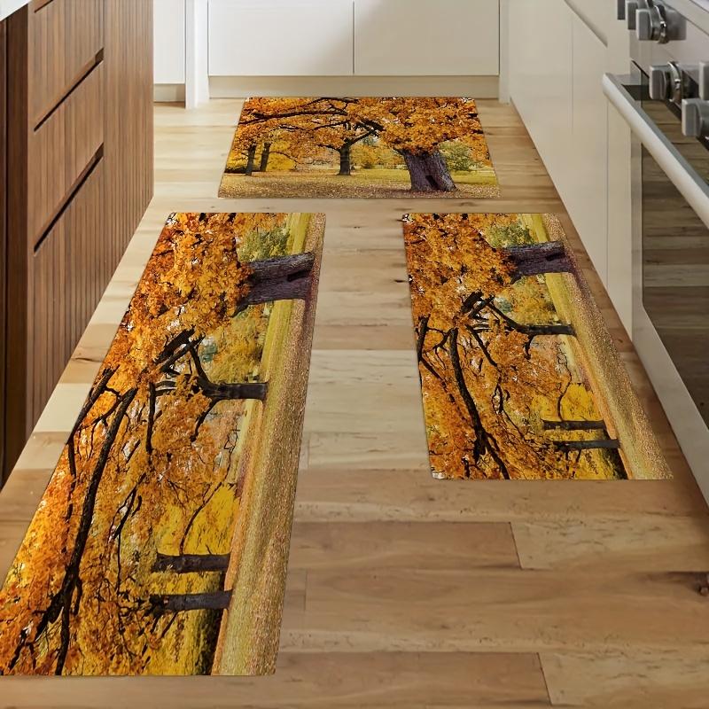 1Pcs Autumn Leaves Absorbent Non Slip Mat Soft Thickened Kitchen Floor Mat Waterproof Non-slip Oil-proof Floor Mat Runner Rug