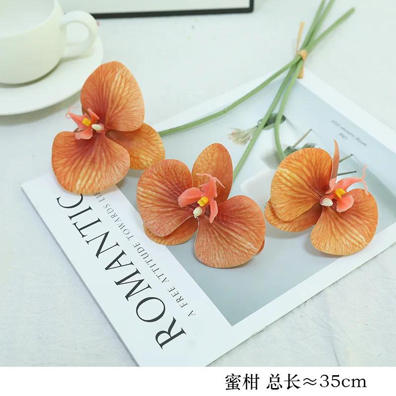 12Pc 3D Print Film Phalaenopsis Artificial Flowers Party Home Decoration Ornaments Fake Flowers Butterfly Orchid Wedding Bouquet
