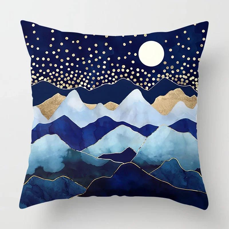 Nordic Mountains Moon Sunrise Metal Painting Pillowcase Sofa Decoration Cushion Cover 40*40 Home Decoration Cushion Cover 60*60