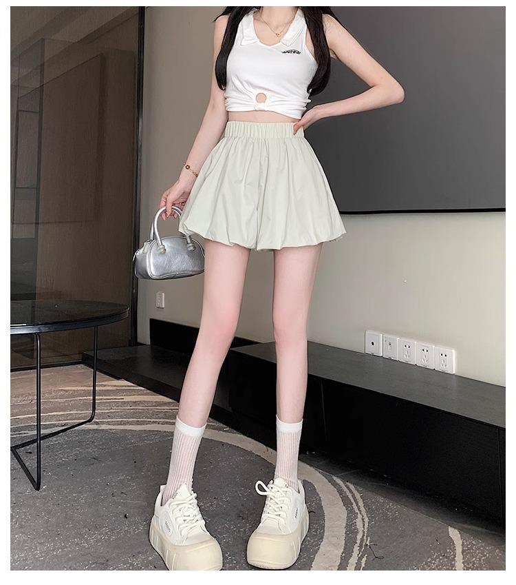White Cloud High-Waist Slim Puffy Lantern Skirt 2024