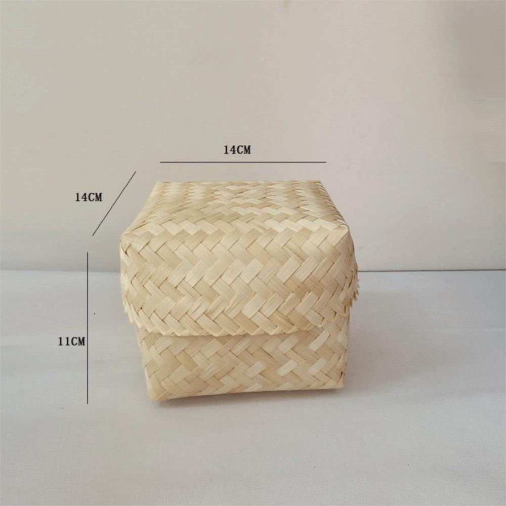 Reusable Bamboo Woven Gift Box Handmade Wedding Cookies Candy Box Bamboo Teas Tin  Party Decoration