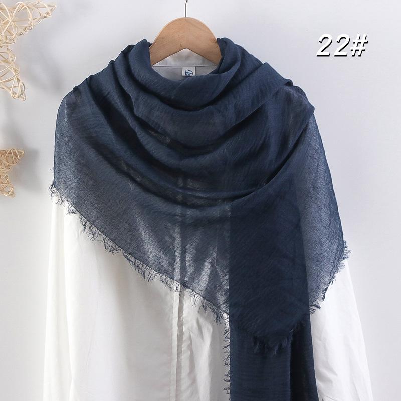 Women's Cotton Linen Silk Scarf - All-Season, Solid Color, Versatile Head and Sunshade Wrap