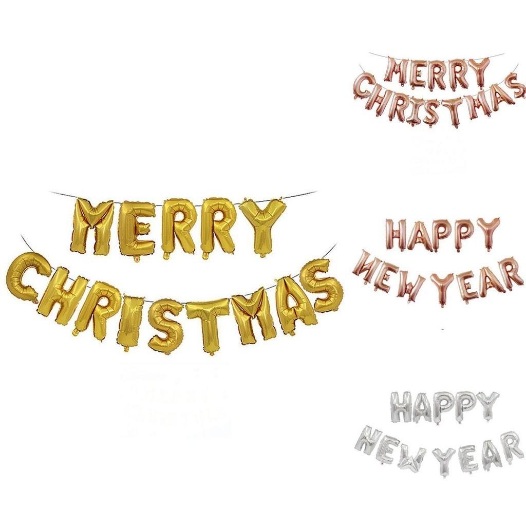 Extra Large Merry Christmas Balloons And Happy New Year Banner For Home Decoration