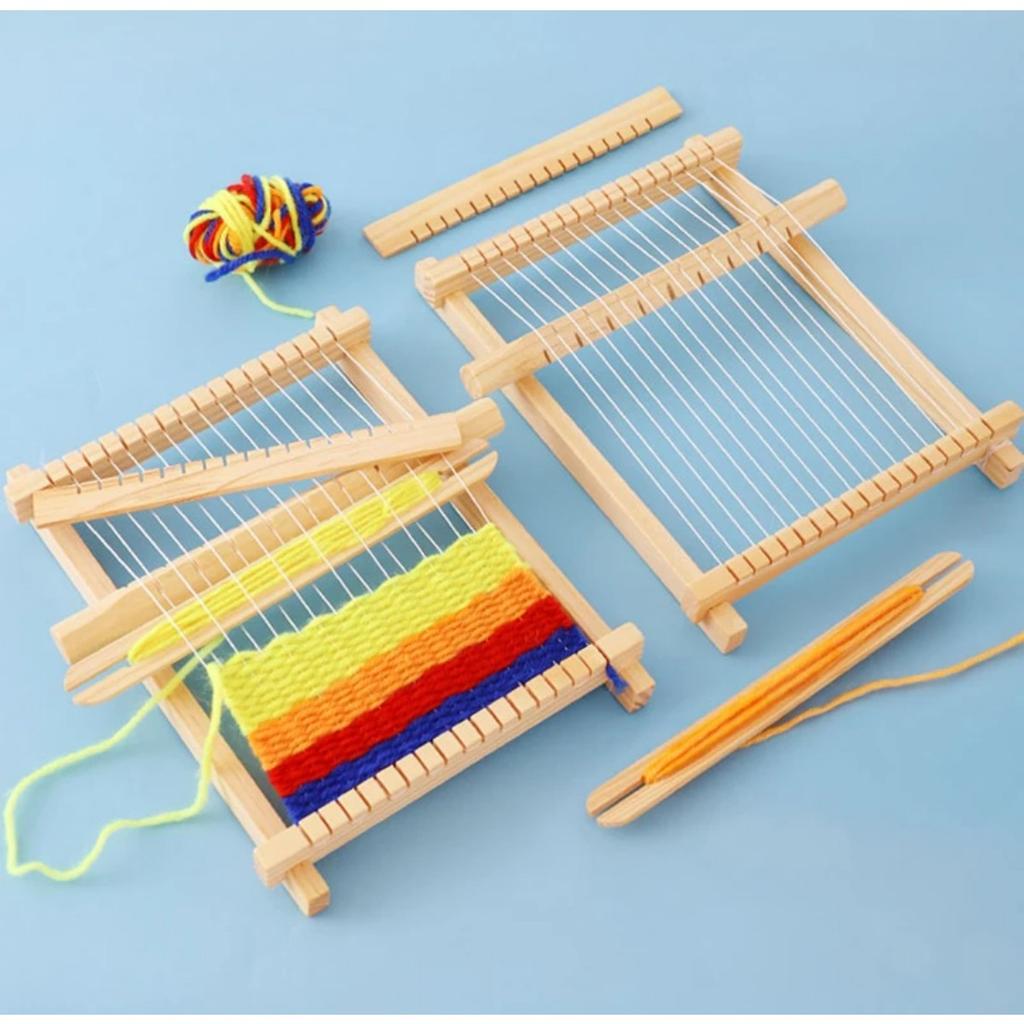 Children Wooden Diy Weave Loom Toys Set Pretend Play Hand Knitting Toys for Girls Household Knitting Machine Fine Motor Training