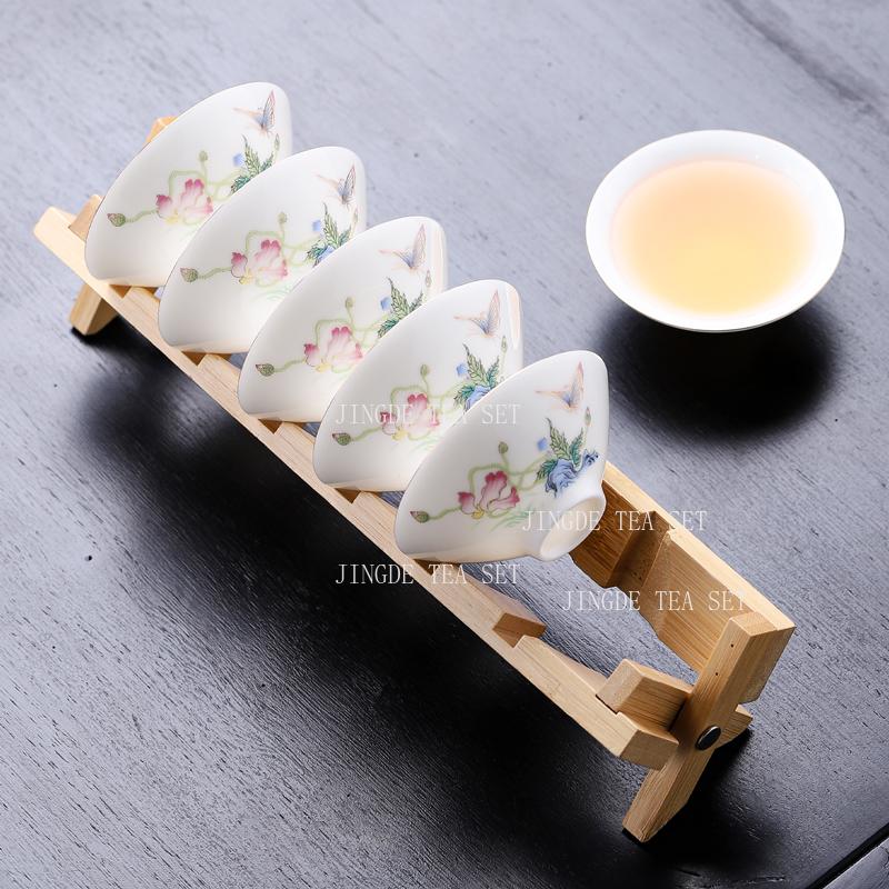 50ml Sheep Fat Jade Bucket Hat Cup Drinking Green Tea Cups At Home Dehua White Porcelain Kung Fu Tea Cup High End Tea Set