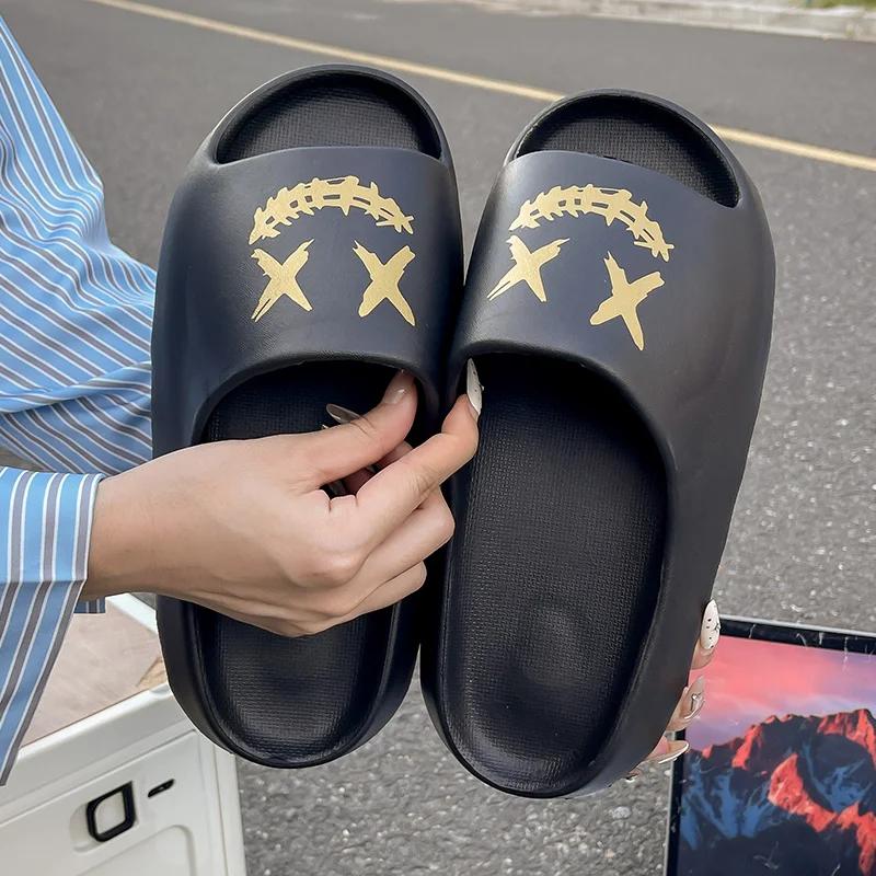 

New Summer Slippers Men Women EVA Soft Bottom Indoor Home Slides Sandals Light Beach Shoes Male Slippers Flip Flops Big Size 45 44-45 чорний