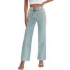 Women's Full Diamond Jeans Casual Vintage Baggy Straight Wide Leg Denim Pants