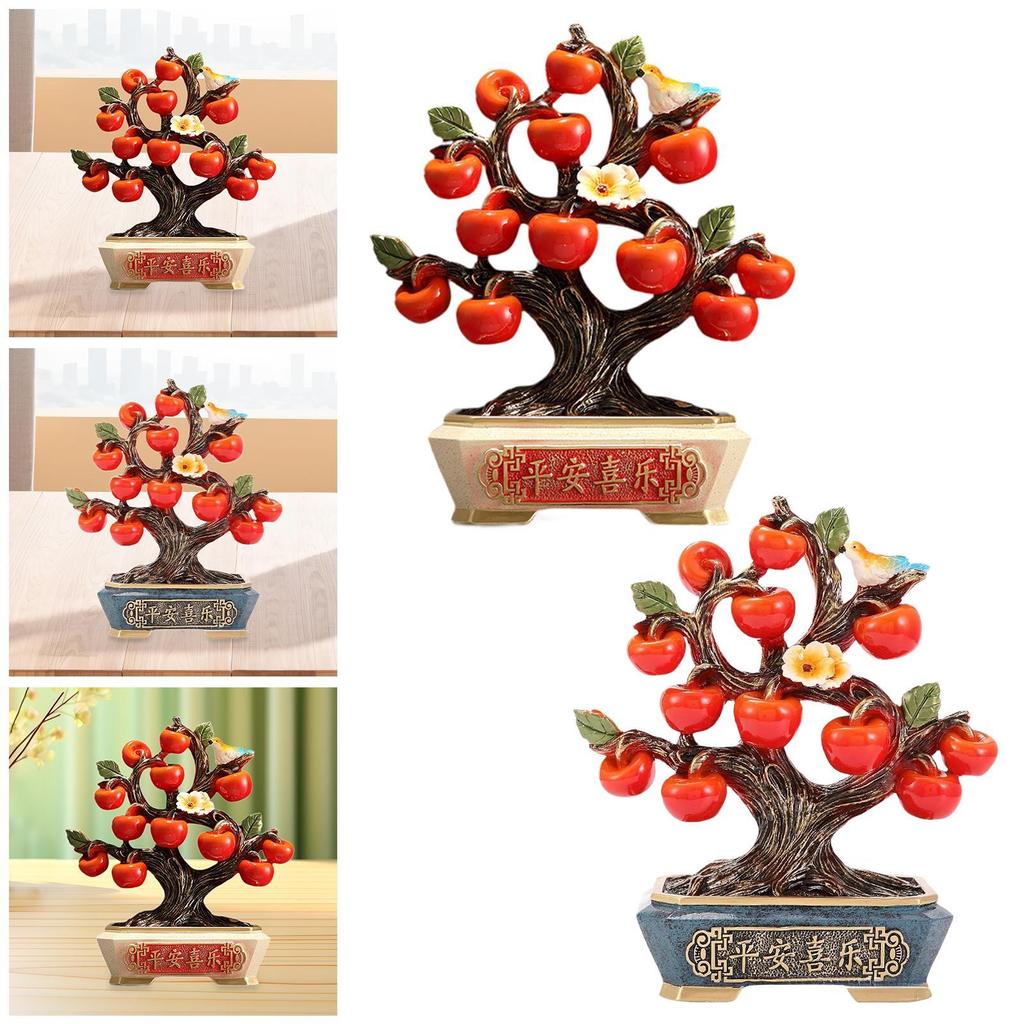 Apple Tree Statue Tabletop Ornament Table Centerpiece Collection Resin Prosperity Sculpture for Bedroom New Year Decoration
