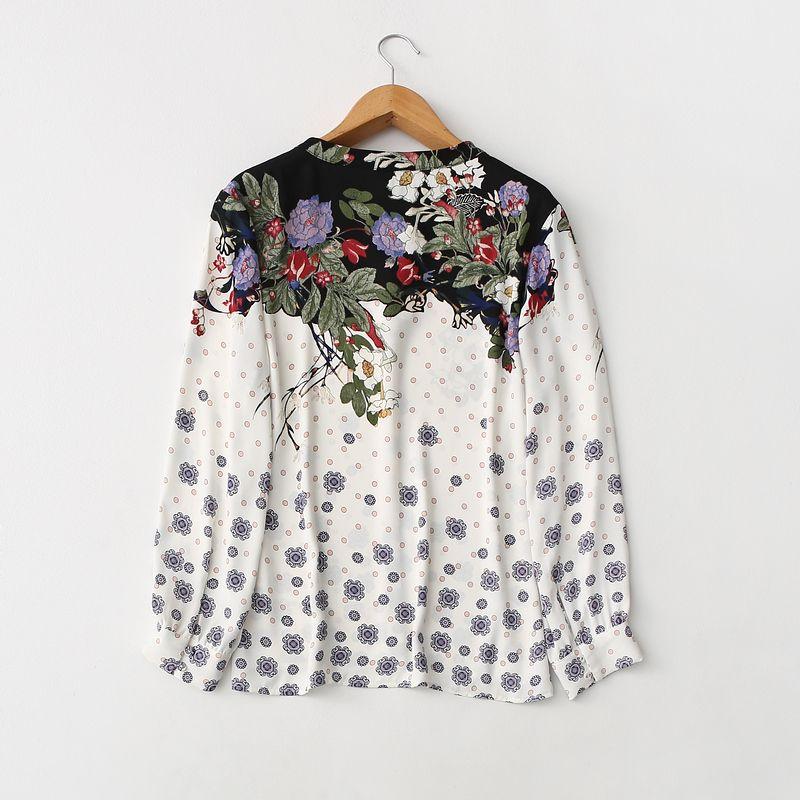 Export Export Tail Order High Quality Fresh V-neck Chiffon Shirt Loose Slim Looking Plus Size Ladies Plus Size Shirt Spring & Fall Women