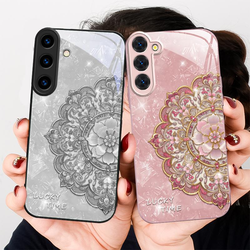 Pachnąca Złota Mandala Na Samsung S26 S22 S8 S9 S10 S20 Ultra S21 Pro S22 Plus S23 FE S24Ultra S25 Edge S24+ Szklane Etui Na Telefon