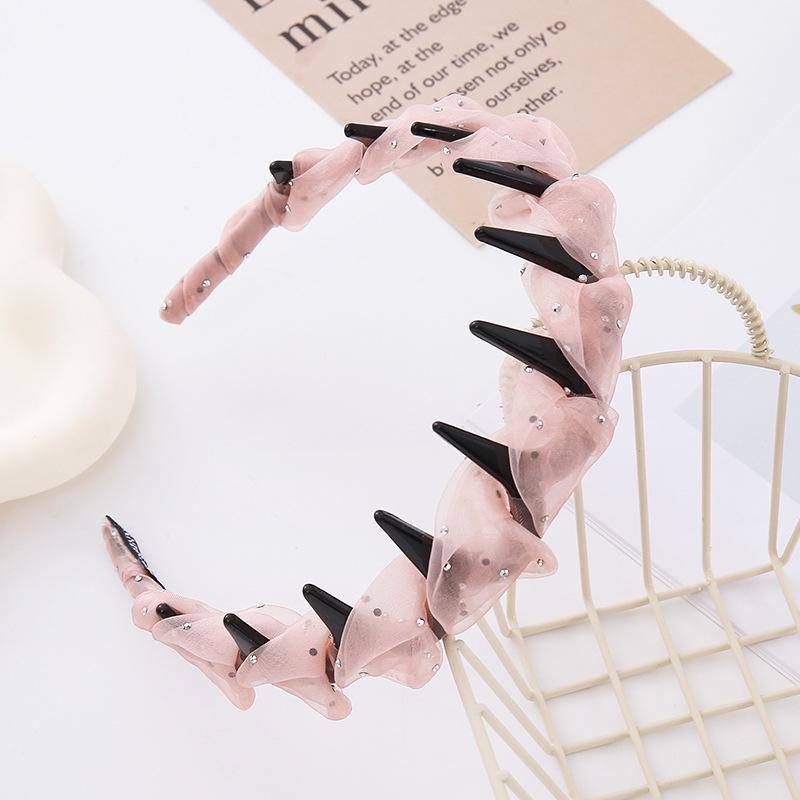 2026 Pearl Gauze Non-Slip Headband for Women – Luxurious High Forehead & Face Washing Hair Accessory with Teeth