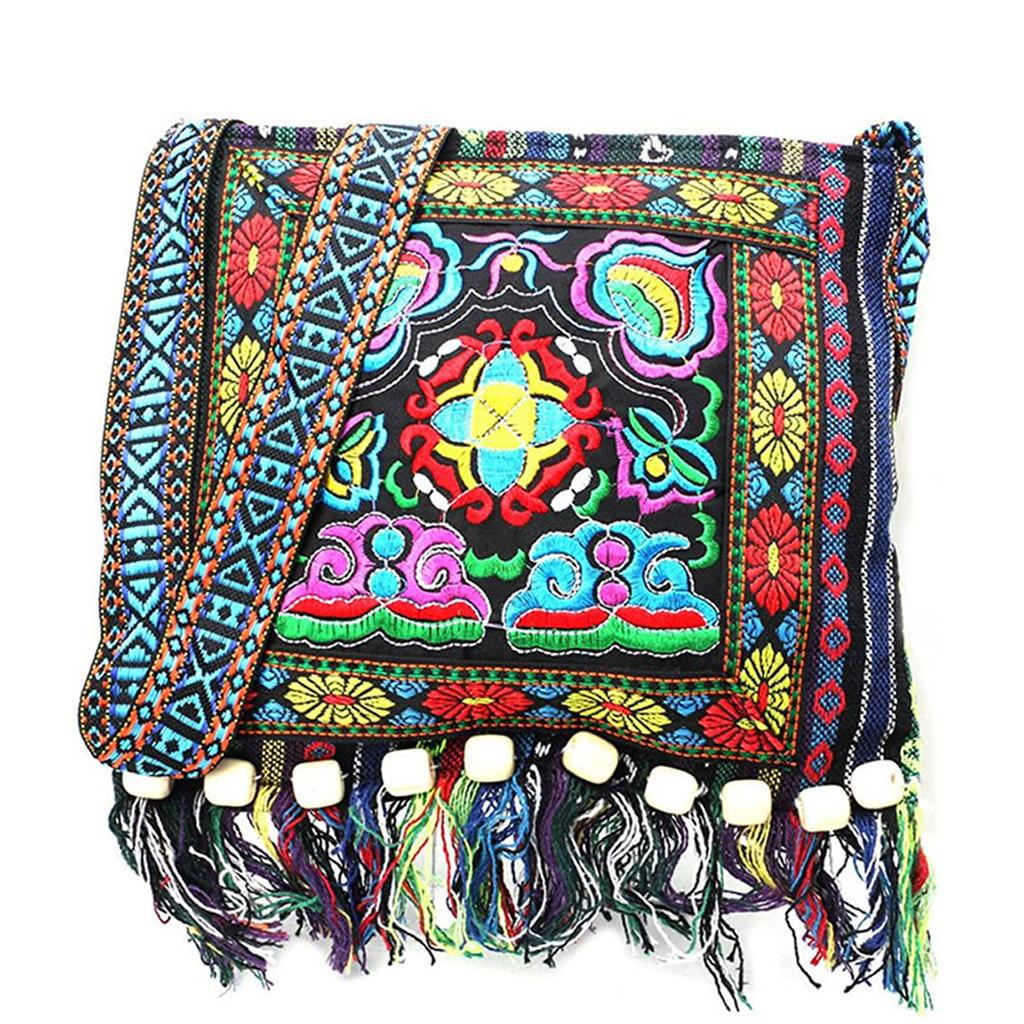 Ethnic Style Small Square Bag With Zipper Closure For Womens Fashion Accessory