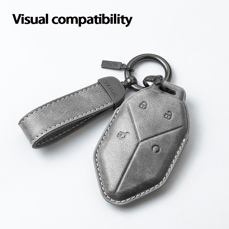 Leather Car Key Case Cover Shell For BYD Equations Leopard 5 Leopard 8 Leopard 3 Key Case Shell Keyring Keychain Accessories