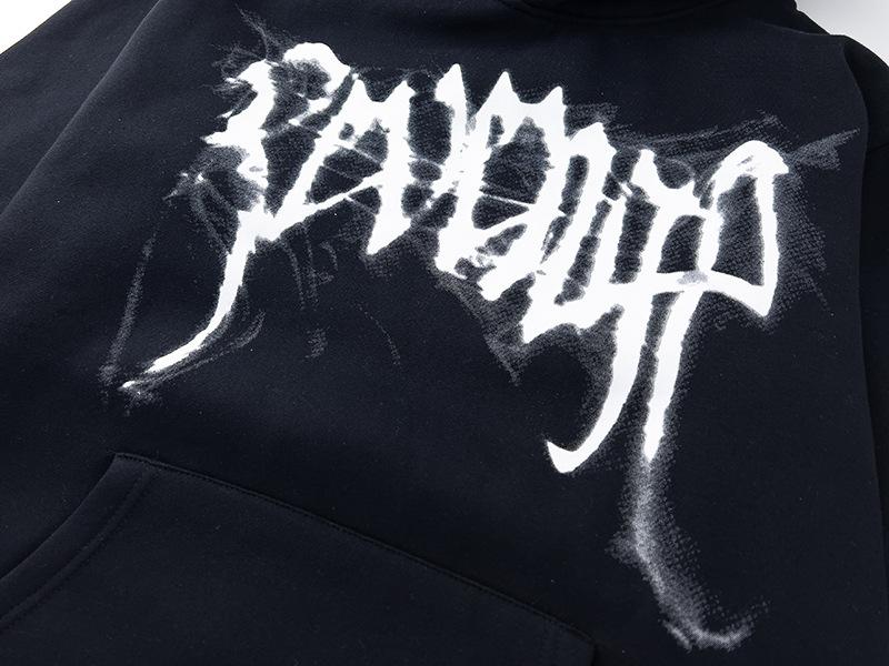 2022 autumn and winter new high street beauty tide revenge smoke skull print loose fleece hooded sweater