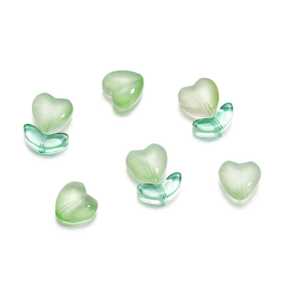 20Pcs/Lot 12*12.3mm Small Flowers Heart Leaves Glass Loose Beads for Jewelry Making Handmade DIY Bracelet Necklace Accessories