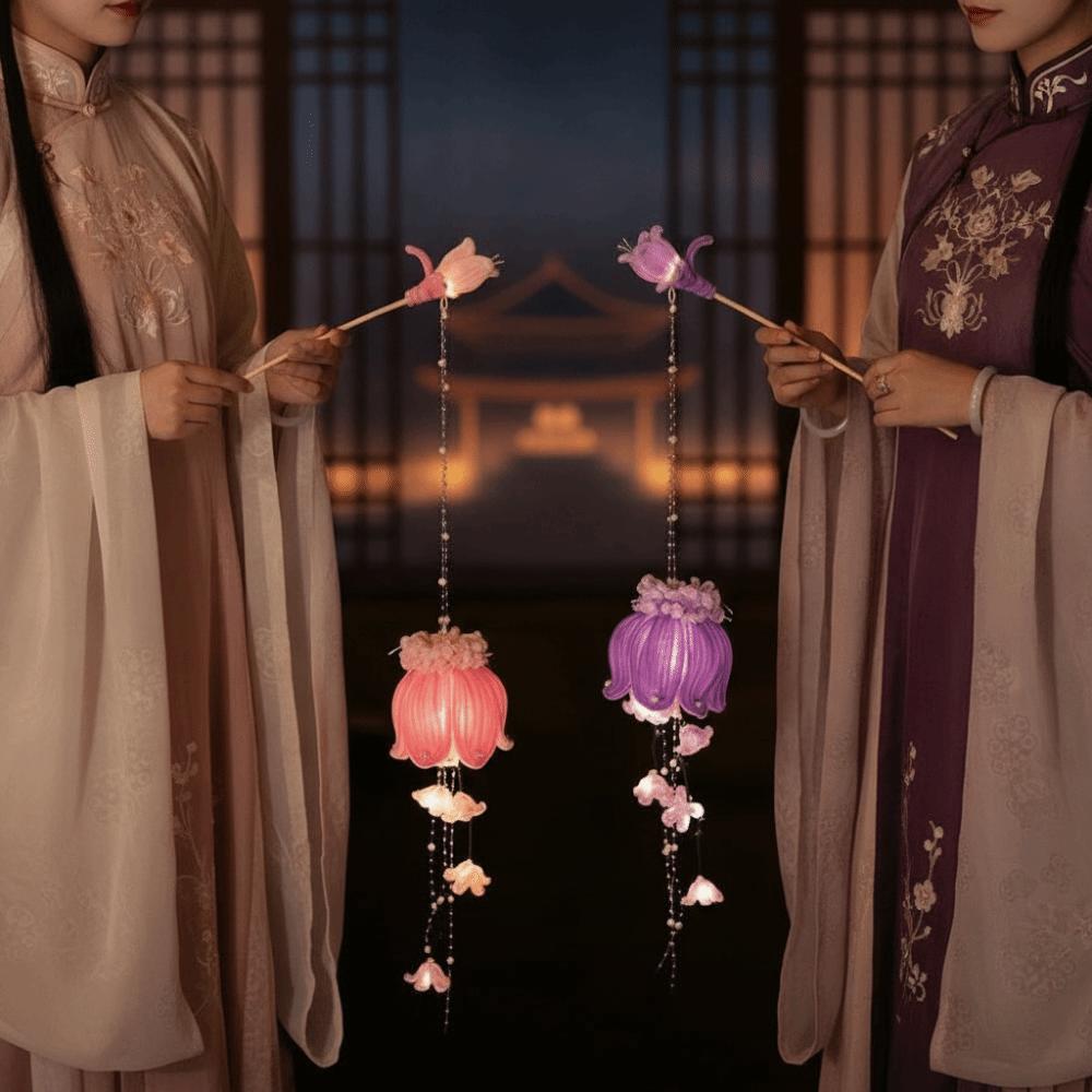Handmade Bellflower Lantern Luminous Glowing Muguet Flower Lamp Twisted Stick Chenille Stems Handheld Light Kids Craft