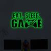 Glow In The Dark Eat Sleep Game Wall Decal, Luminous Gamer Boy Wall Stickers, Video Game Decor, Gaming Controller Decals