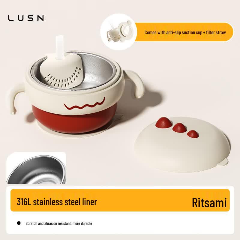 LUSN Baby Insulated Stainless Steel Suction Feeding Bowl