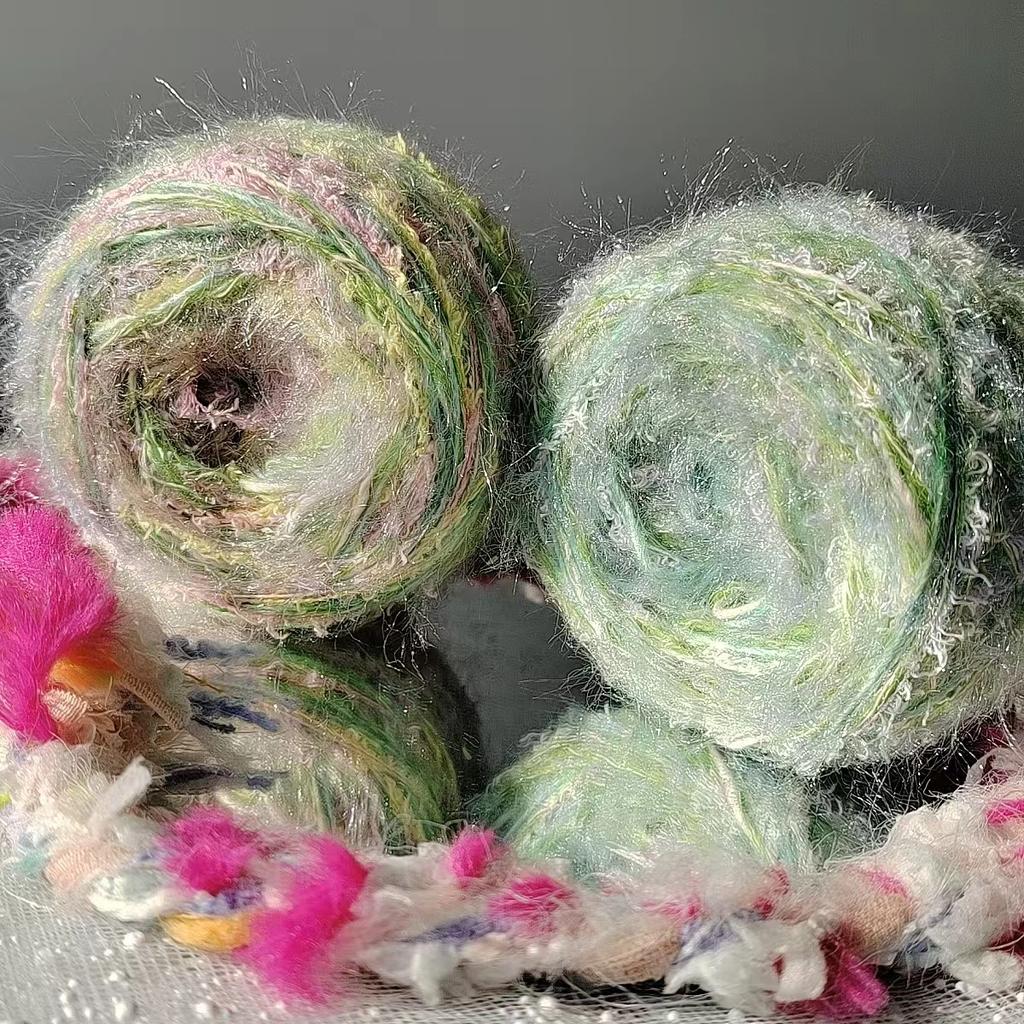 100g Garden Series Hand Mixed Knitting Yarn Flower Thread Handmade Crochet Stick Needle Woven Bag Hair Loop Yarn Gift Decor