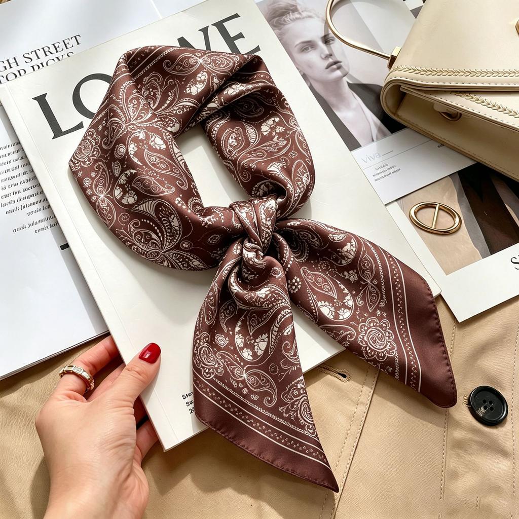 Spring and Autumn thin flight attendant occupation small scarf headscarf small square scarf female foreign style literary Korean versatile cartoon sil