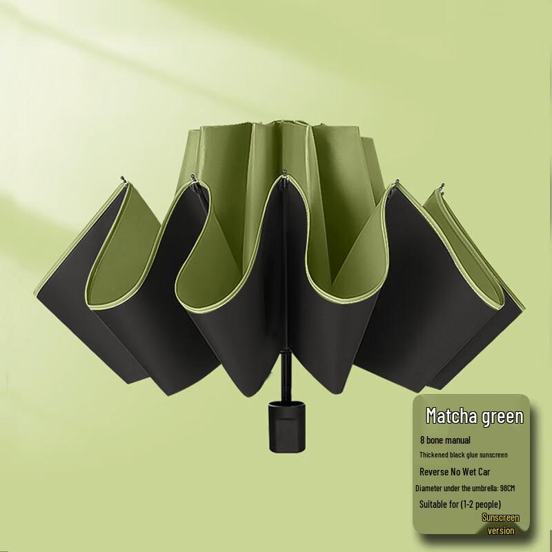 Yamo Reinforced Folding Sun & Rain Umbrella Manual 8-Rib Black Glue Umbrella