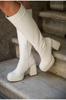 Women Modern Stylish Fashion Boots Boots Faux Leather White Skin Design Platform Shoes Ulrika