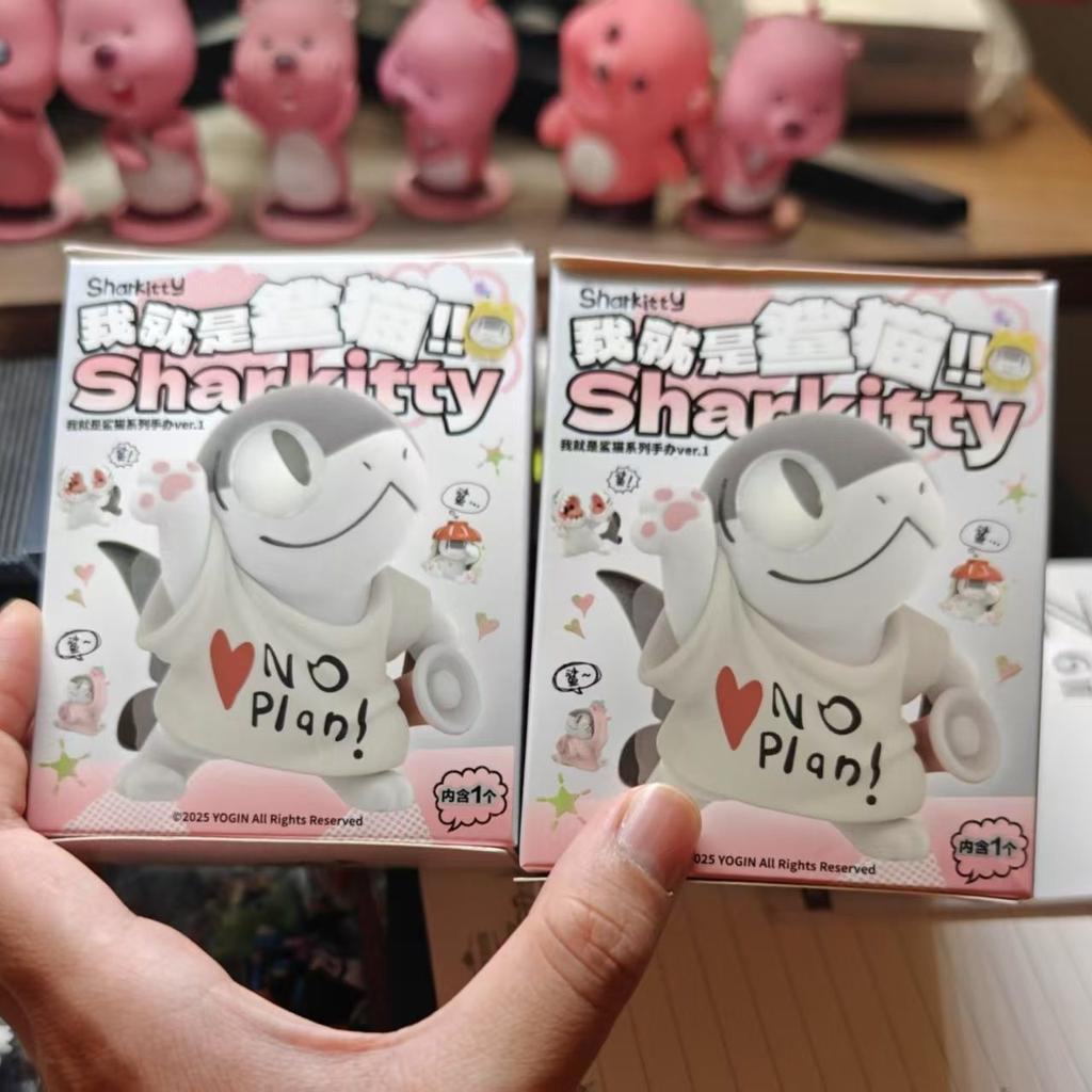 New Genuine Sharkitty Ver.1 Series Flocking  Kawaii Animal Figure Surprise Box Desk Decor Ornament Birthday Gift