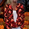 Womens Halloween Print Long Sleeve Knit Cardigan Button Up Sweater Coat Lightweight Casual Outerwear for Fall and Winter