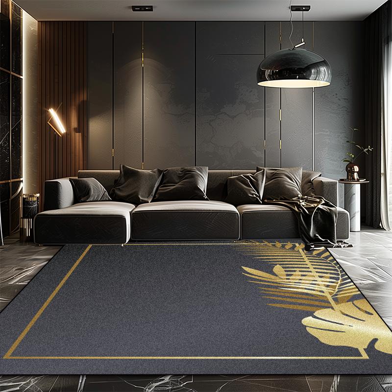 European Style Luxury Black Golden Carpet for Living Room Dark Toned Decoration Washable Large Rugs Bedroom Bedside Non-slip Mat