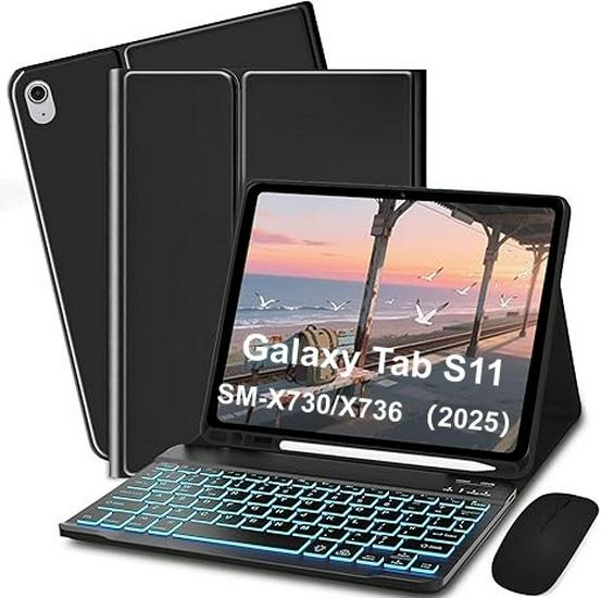 Samsung Galaxy Tab S11 Backlit Bluetooth Keyboard Case with Pen Slot