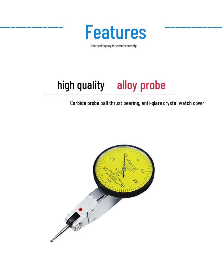 High Precision 0-10 Dial Indicator Lever with Magnetic Base and Small Calibrator Bracket