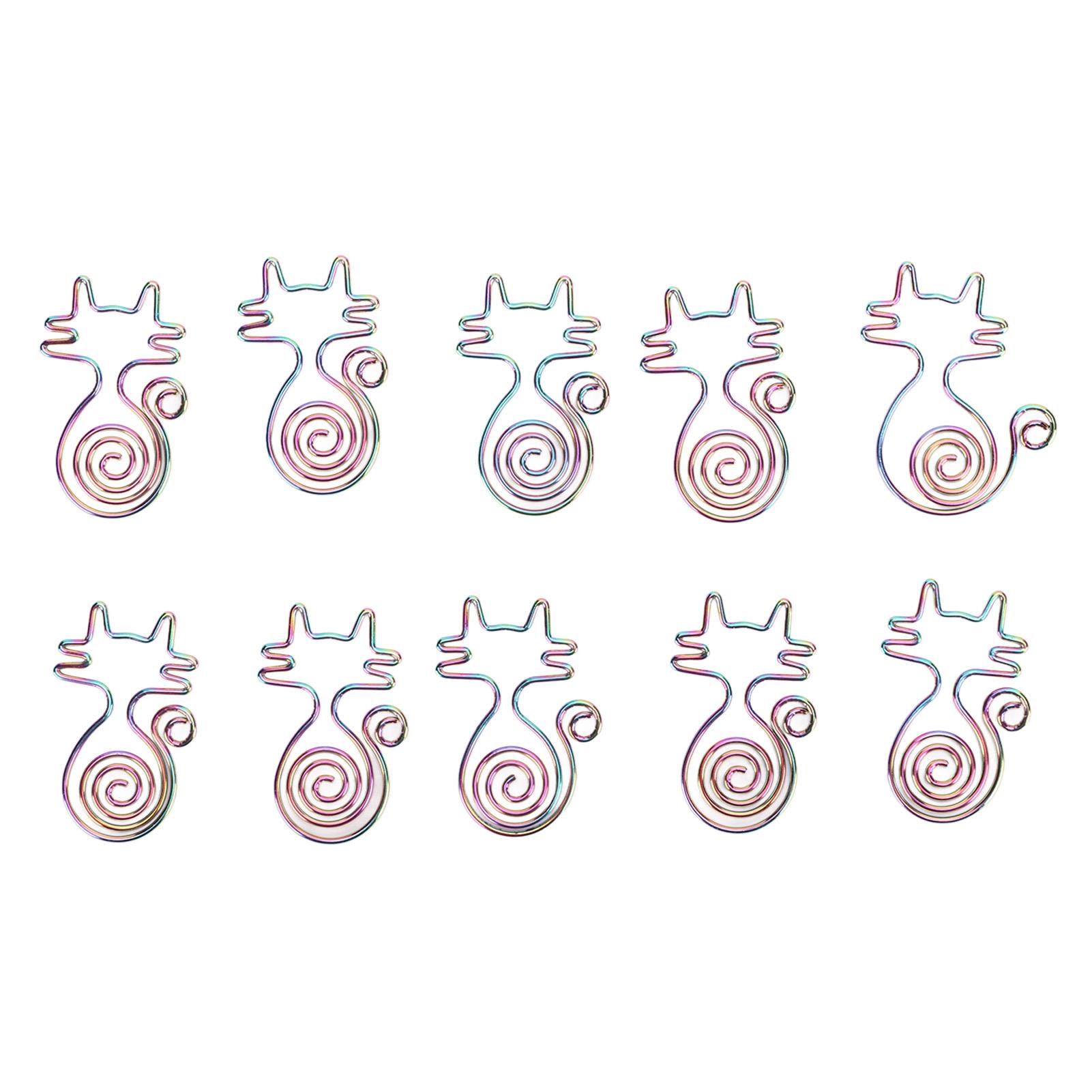 

100 шт. Скрепки для бумаги в форме кошки, цветное гальваническое покрытие, повышенная устойчивость к скольжению, портативные металлические