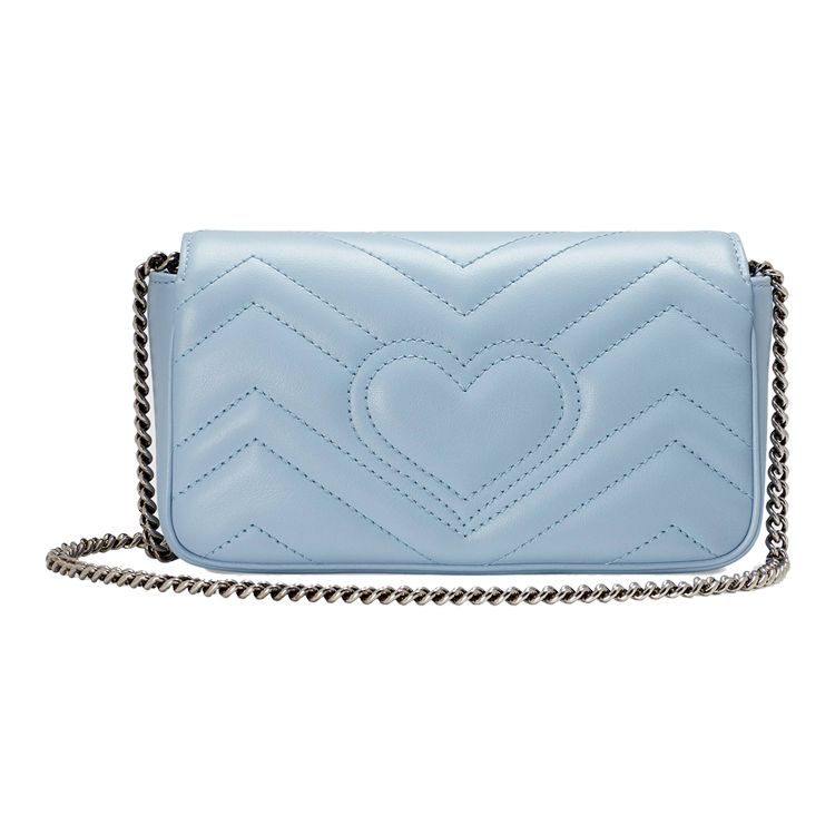 Gucci GG Marmont Borsa Super Mini Azzurro Pastello Donna Borse a Spalla 476433-DTDCP-4928