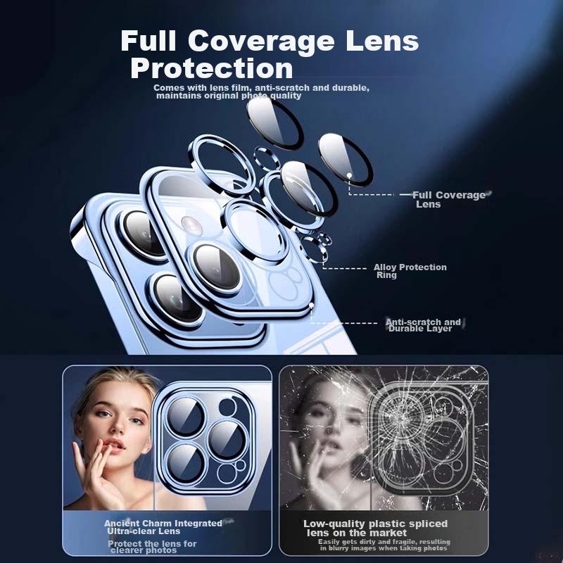 With Built-In Lens ProtectorPhone Case for IPhone 13 Pro Max, Borderless Full Lens Protection, Fully Transparent, Ultra-Thin, Shockproof Case
