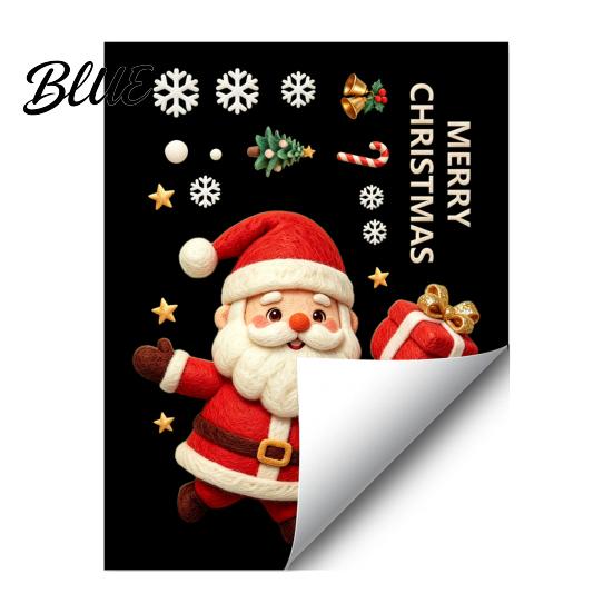 Cute Santa Theme Stickers Christmas Claus Static Glass Sticker Removable PVC Window Decal Waterproof Creative Holiday Art Wall Decor for Doors