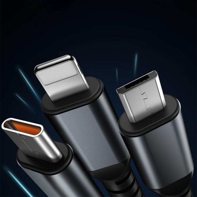 1.2/2M 100W 3 in 1 Fast Charging Data Cable Transparent Fast Charging Cable Type C USB Micro Charging Cable with Digital Display