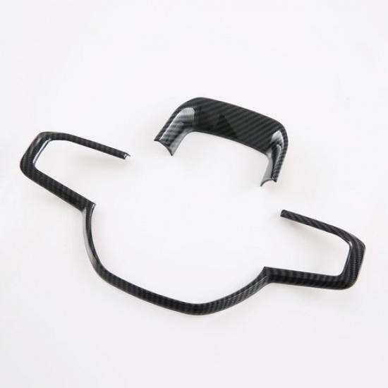 Carbon Fiber Steering Control Wheel Cover Sticker Trim For Dodge RAM 2019-2024