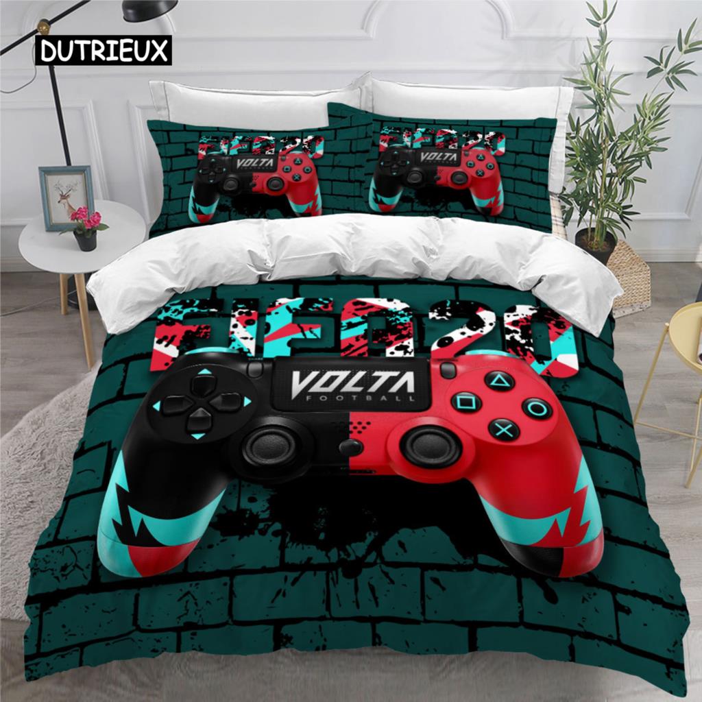Gamer Påslakanset för Pojkar Gaming Sängkläder för Tonåring Videospel Täcke Överdrag Playstation King Size 2/3 st Quiltöverdrag