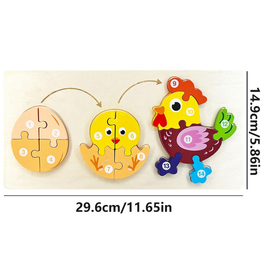 1pc Cartoon Dinosaurs Animals Grow Change 3D Puzzles Wooden Jigsaw Intellectual Games Kids Montessori Educational Toys Children