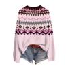 Women's Soft Printed Neck Long Sleeve Sweater for Fall and Winter