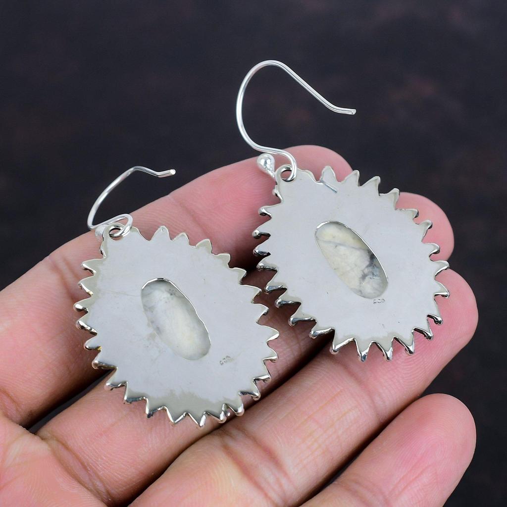 Howlite Earring Genuine Gemstone Earring 925 Sterling Silver Earrings Dangle Earring Handmade Silver Jewelry Gifts For Women Howlite Jewelry