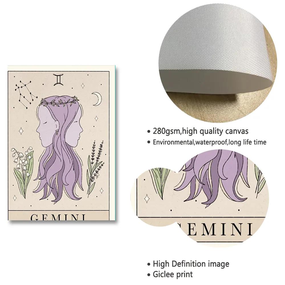 Postere și imprimeuri cu constelații Balanță Leu Pești Taur Pisică Artă de perete Pictură pe pânză Nordic Dormitor pentru copii Imagine de decorare a casei